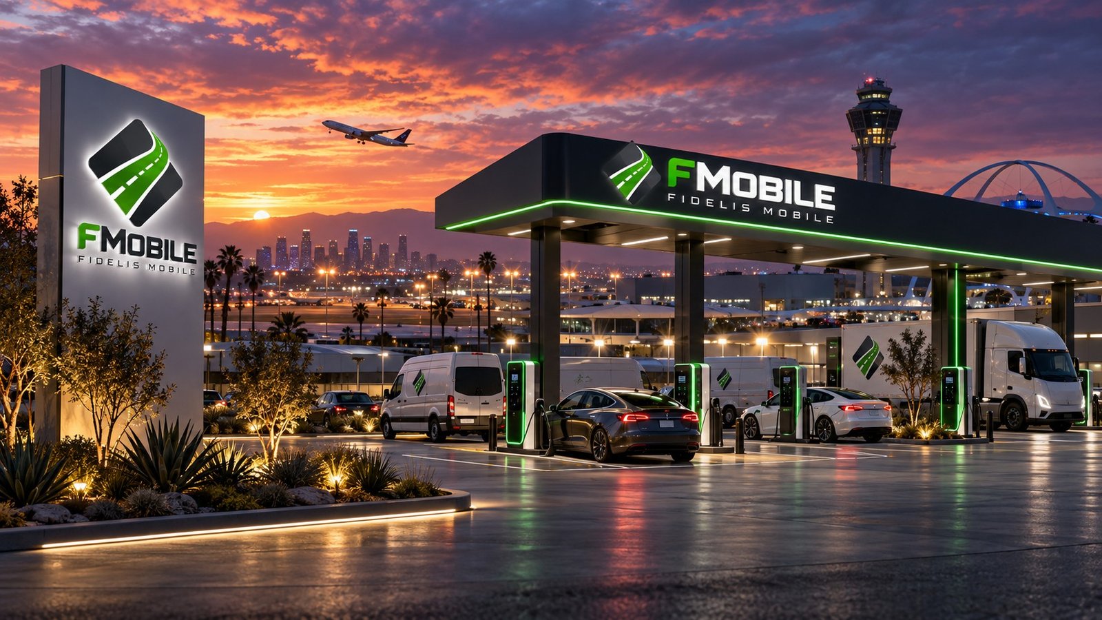 Illustrative aerial concept of a high-throughput FMobile fleet hub